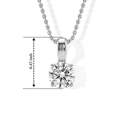 Luxuriant Lab Grown Diamond E-F VS 0.50 ctw Solitaire Pendant Necklace in 10K White Gold 20 Inches
