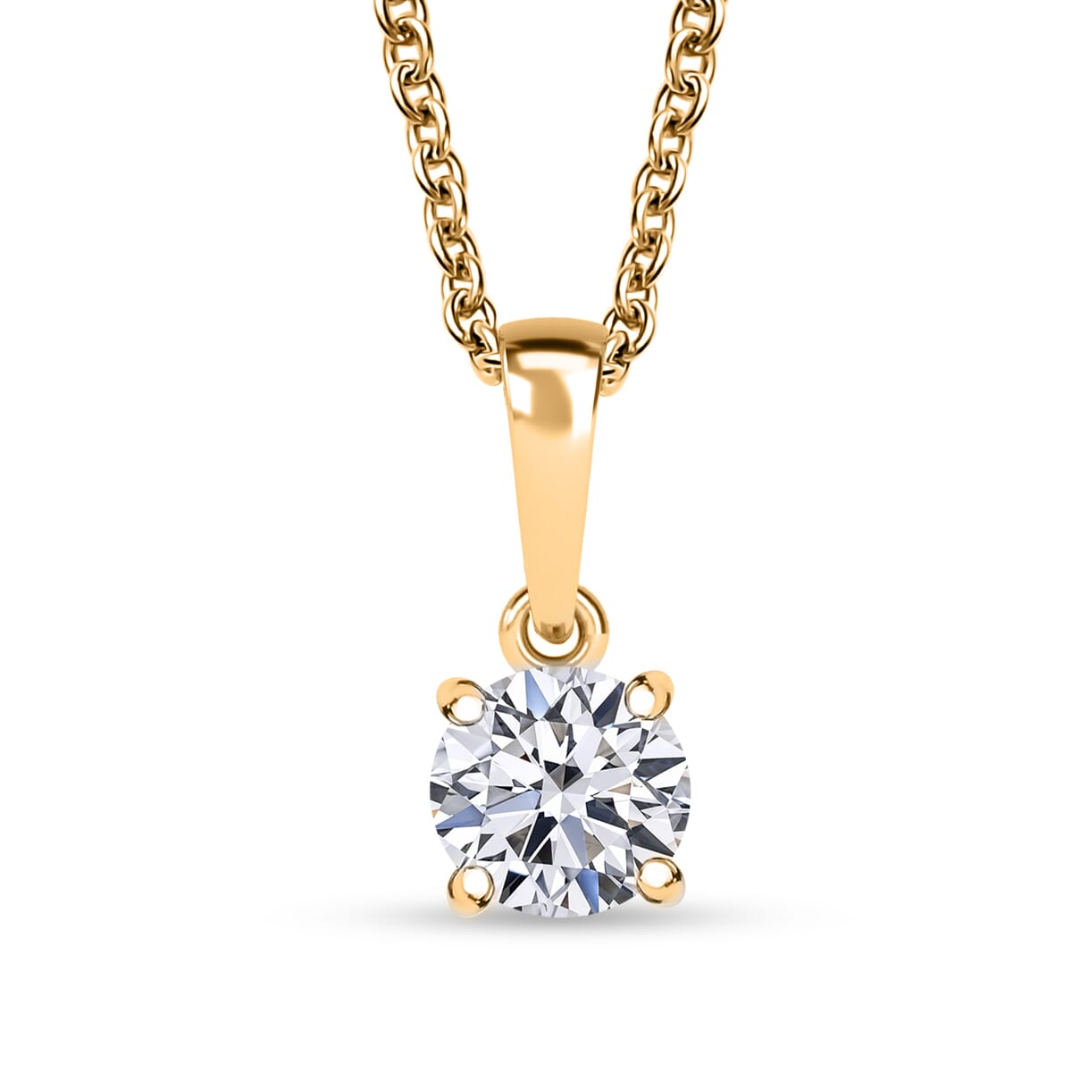 Luxuriant Lab Grown Diamond E-F VS 0.50 ctw Solitaire Pendant Necklace in 10K Yellow Gold 20 Inches image number 0
