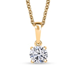 Luxuriant Lab Grown Diamond E-F VS 0.50 ctw Solitaire Pendant Necklace in 10K Yellow Gold 20 Inches