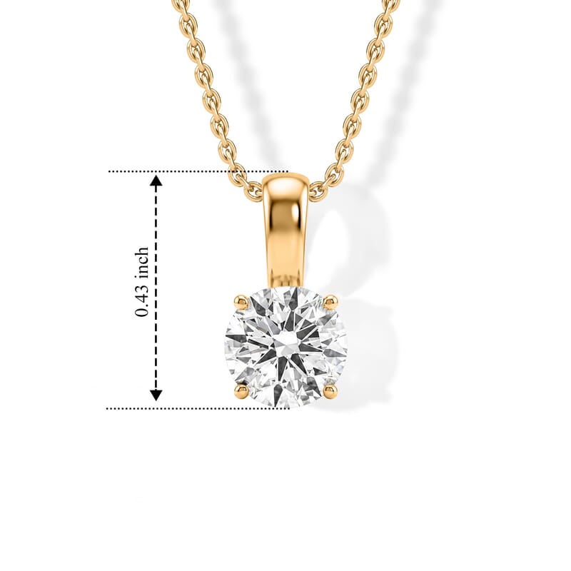 Luxuriant Lab Grown Diamond E-F VS 0.50 ctw Solitaire Pendant Necklace in 10K Yellow Gold 20 Inches