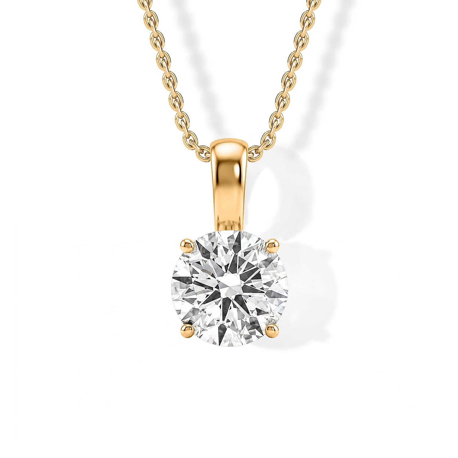 IGI Certified Luxuriant Lab Grown Diamond E-F VS 1.00 ctw Solitaire Pendant Necklace in 10K Yellow Gold 20 Inches