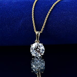 IGI Certified Luxuriant Lab Grown Diamond E-F VS 2.00 ctw Solitaire Pendant Necklace in 10K Yellow Gold 20 Inches