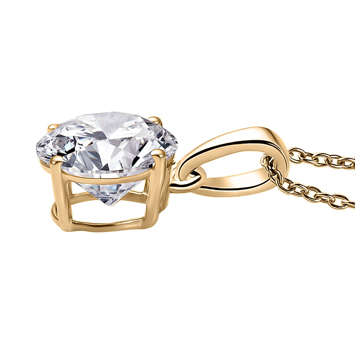 IGI Certified Luxuriant Lab Grown Diamond E-F VS 2.00 ctw Solitaire Pendant Necklace in 10K Yellow Gold 20 Inches image number 3