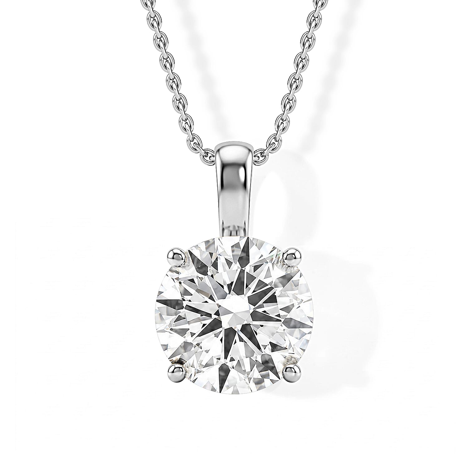 IGI Certified Luxuriant Lab Grown Diamond E-F VS 3.00 ctw Solitaire Pendant Necklace in 10K White Gold 20 Inches