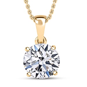 IGI Certified Luxuriant Lab Grown Diamond E-F VS 3.00 ctw Solitaire Pendant Necklace in 10K Yellow Gold 20 Inches