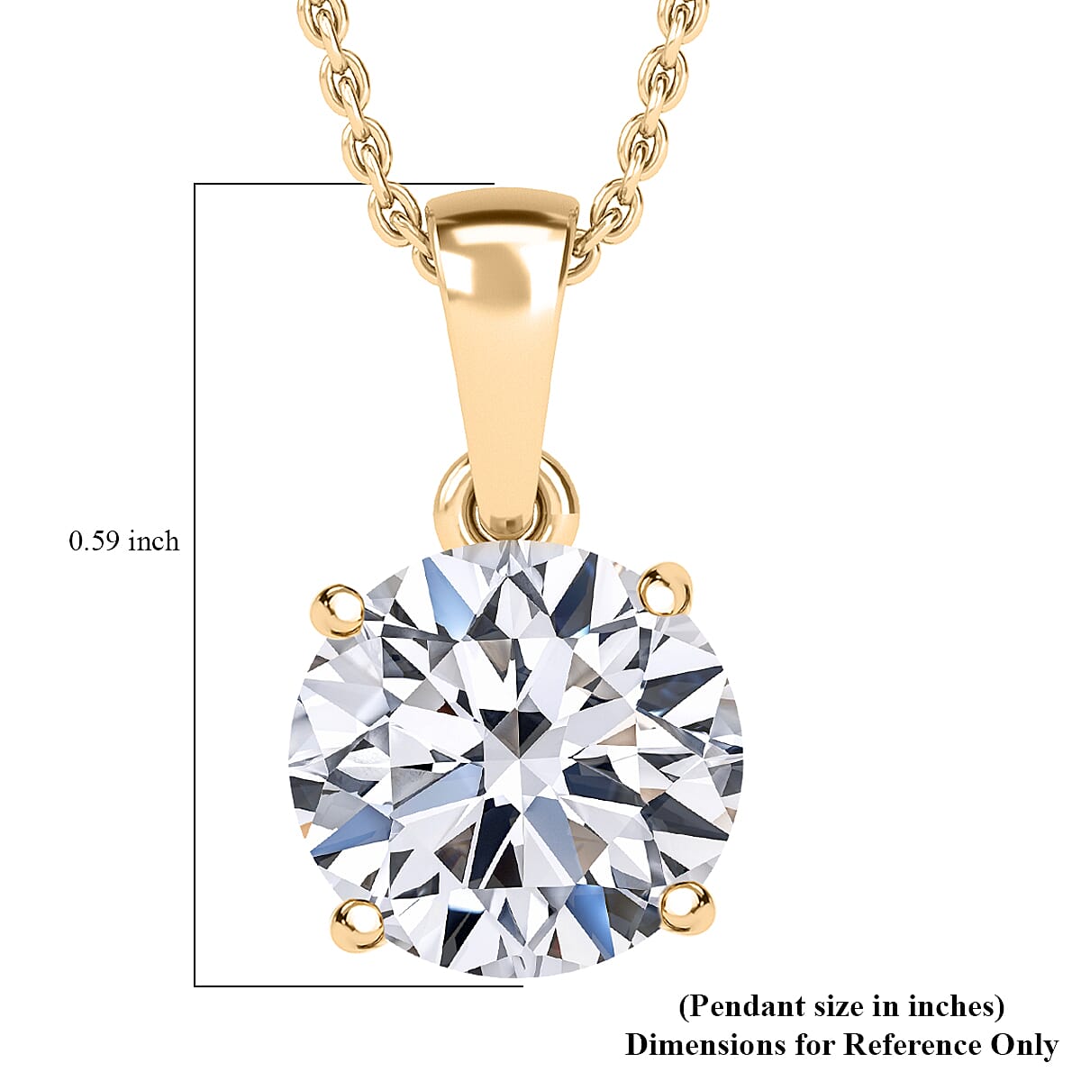IGI Certified Luxuriant Lab Grown Diamond E-F VS 3.00 ctw Solitaire Pendant Necklace in 10K Yellow Gold 20 Inches image number 2