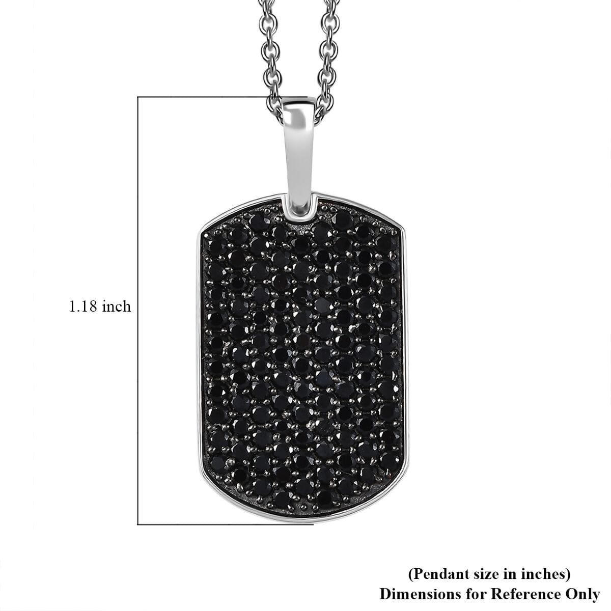 Karis Thai Black Spinel 2.60 ctw Dogtag Pendant in Platinum Bond with Stainless Steel Necklace 20 Inches image number 5
