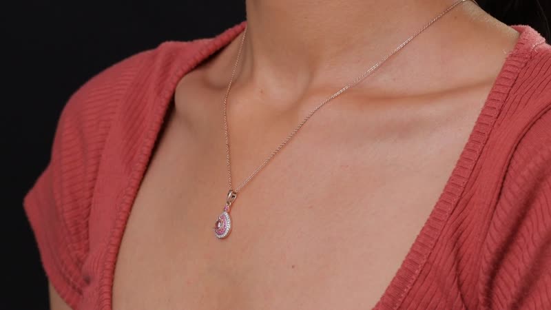 D'Joy Premium Pink Morganite and Multi Gemstone 0.90 ctw Pink Dawn Pendant Necklace in 18K Vermeil Rose Gold Over Sterling Silver 20 Inches