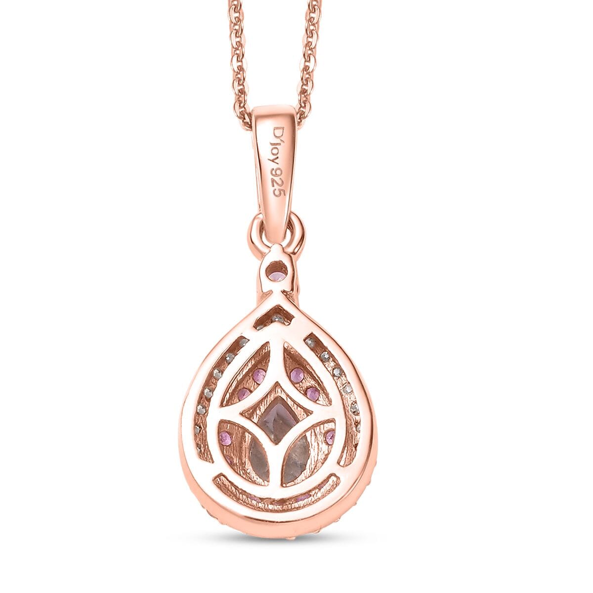 D'Joy Premium Pink Morganite and Multi Gemstone 0.90 ctw Pink Dawn Pendant Necklace in 18K Vermeil Rose Gold Over Sterling Silver 20 Inches image number 4