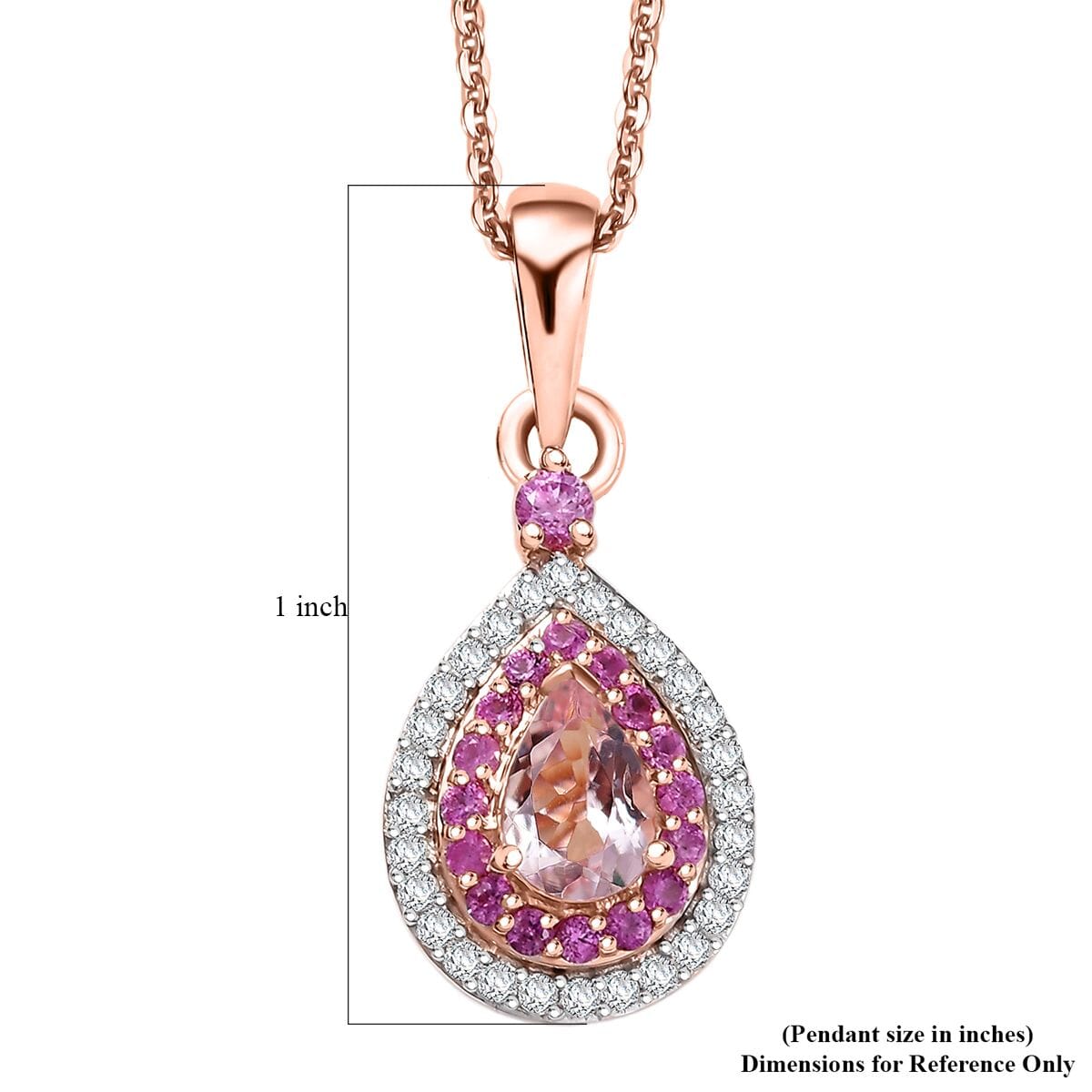 D'Joy Premium Pink Morganite and Multi Gemstone 0.90 ctw Pink Dawn Pendant Necklace in 18K Vermeil Rose Gold Over Sterling Silver 20 Inches image number 6