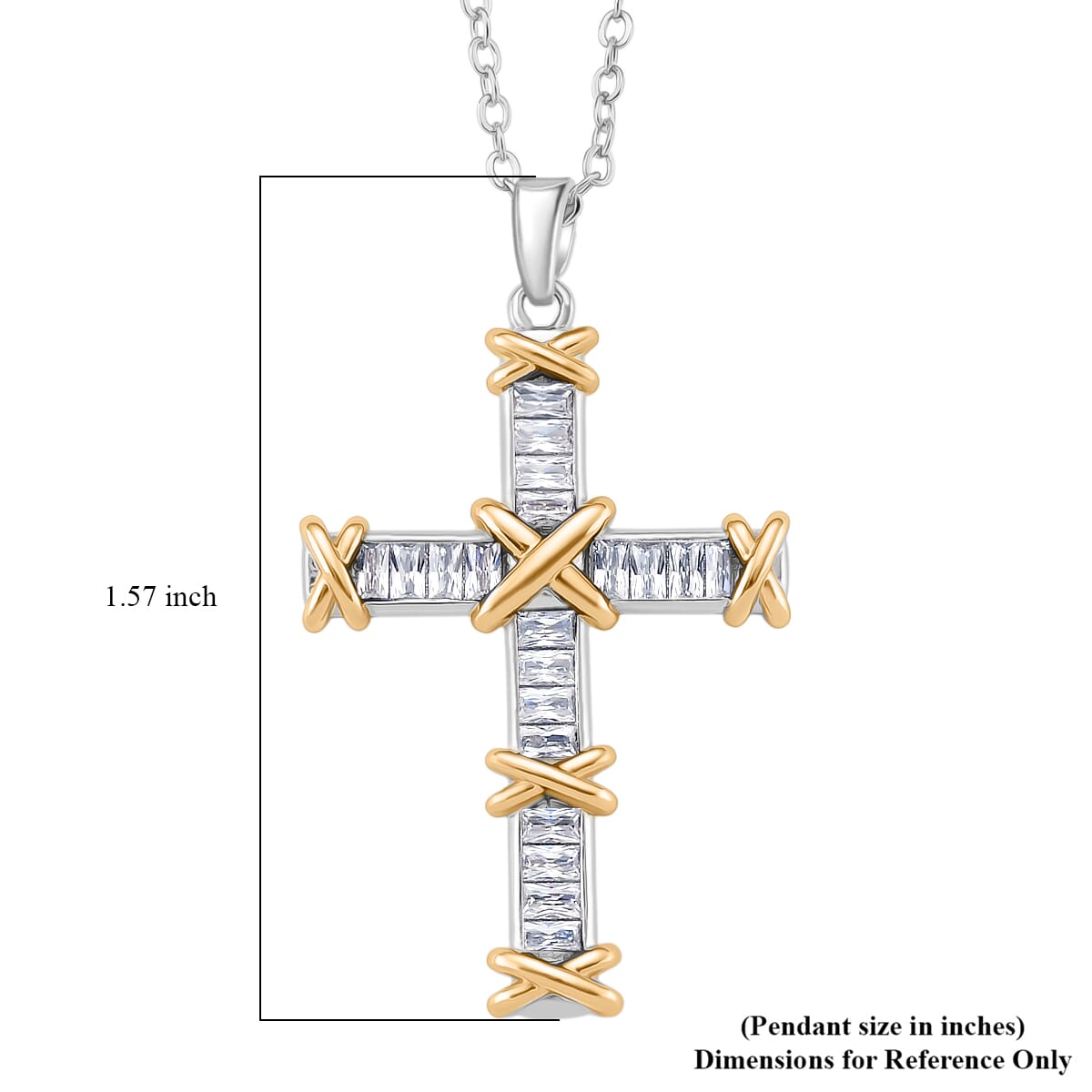 Karis Simulated Diamond XOXO Cross Pendant Necklace in 18K YG Plated and Platinum Bond 20-22 Inches image number 5