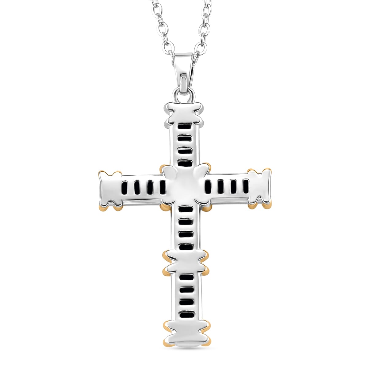 Karis Simulated Black Diamond Pendant Necklace in 18K YG Plated and Platinum Bond 20-22 Inches image number 3