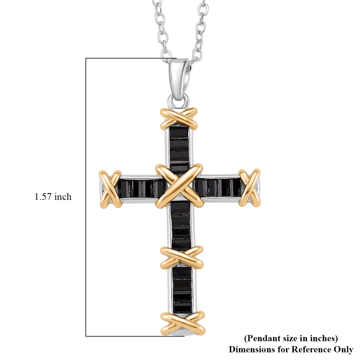 Karis Simulated Black Diamond Pendant Necklace in 18K YG Plated and Platinum Bond 20-22 Inches image number 5