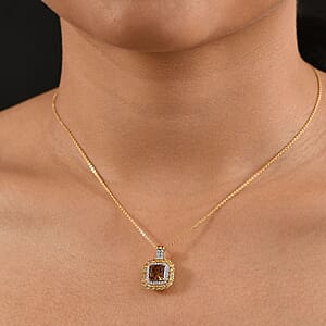 D'Joy AAA Golden Turkizite and Multi Gemstone 3.00 ctw Solar Blaze Pendant Necklace in 18K Vermeil Yellow Gold Over Sterling Silver 18 Inches