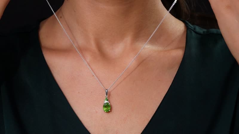 D'Joy Peridot and Multi Gemstone 3.15 ctw Landscape Pendant Necklace in Rhodium Over Sterling Silver 20 Inches