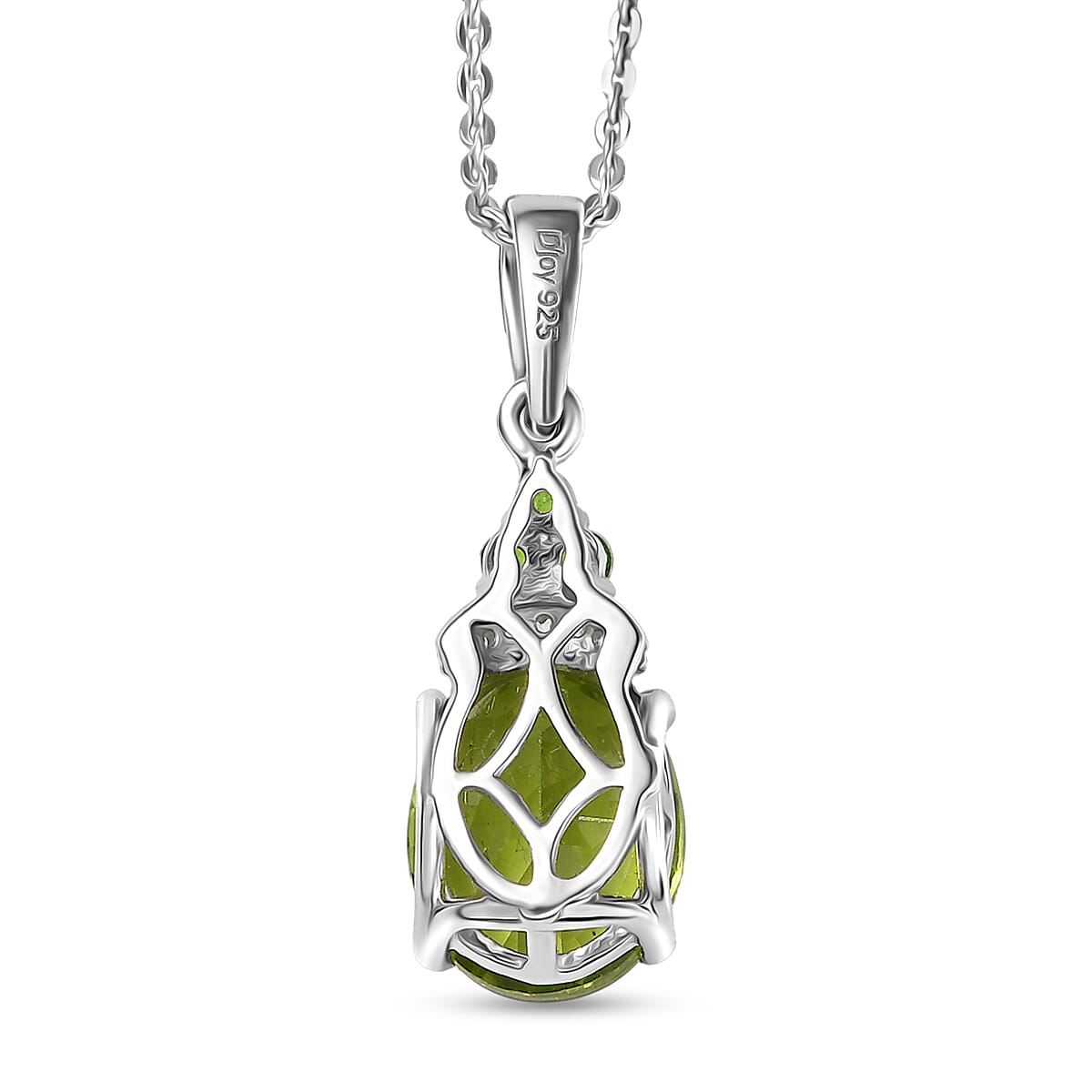D'Joy Peridot and Multi Gemstone 3.15 ctw Landscape Pendant Necklace in Rhodium Over Sterling Silver 20 Inches