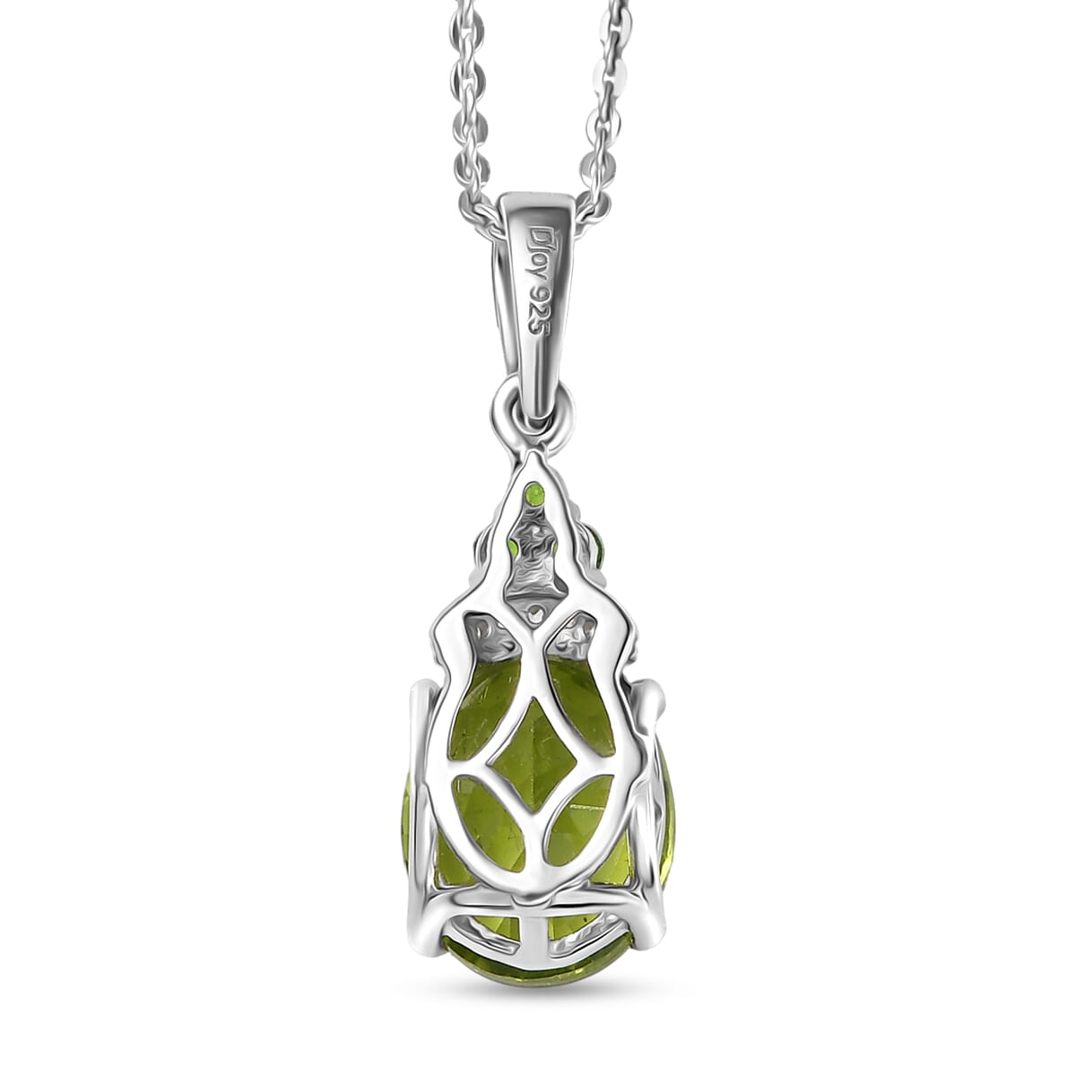 D'Joy Peridot and Multi Gemstone 3.15 ctw Landscape Pendant Necklace in Rhodium Over Sterling Silver 20 Inches image number 4