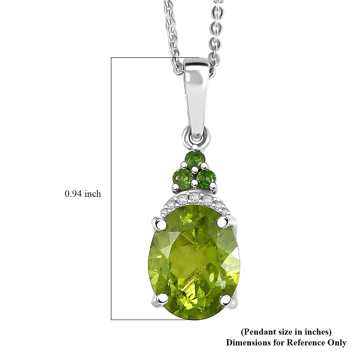 D'Joy Peridot and Multi Gemstone 3.15 ctw Landscape Pendant Necklace in Rhodium Over Sterling Silver 20 Inches