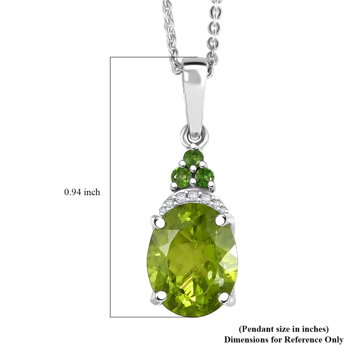 D'Joy Peridot and Multi Gemstone 3.15 ctw Landscape Pendant Necklace in Rhodium Over Sterling Silver 20 Inches image number 6