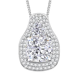 D'Joy Moissanite Pendant Necklace in Rhodium Over Sterling Silver 4.40 ctw (18 Inches)
