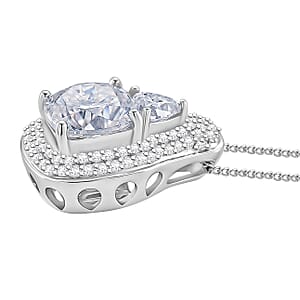D'Joy Moissanite Pendant Necklace in Rhodium Over Sterling Silver 4.40 ctw (18 Inches)