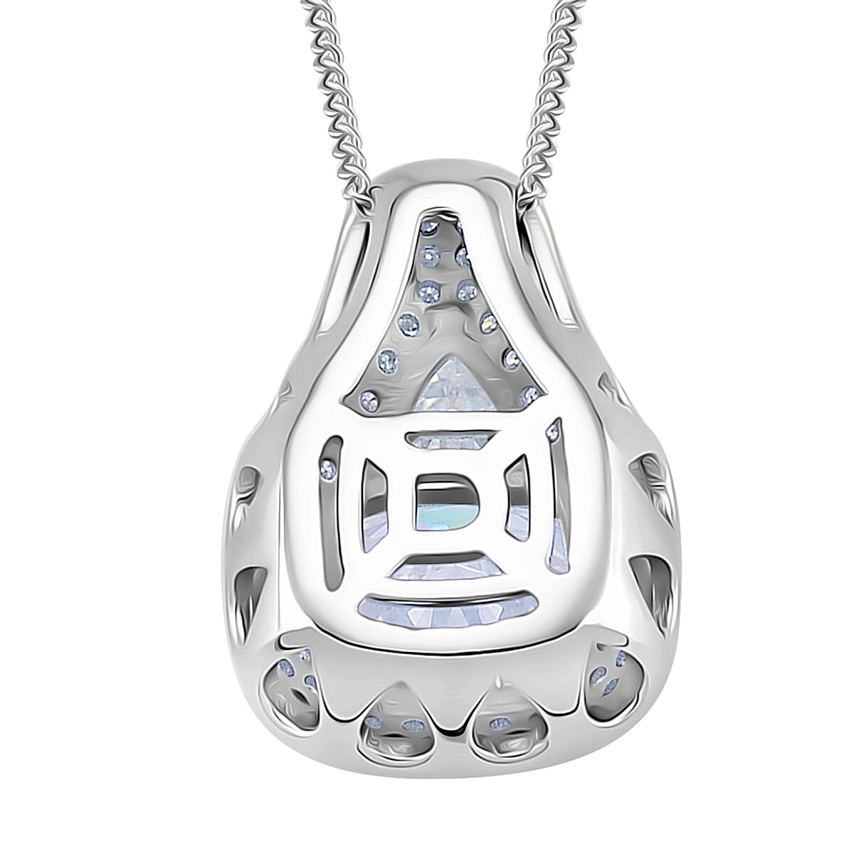 D'Joy Moissanite Legacy Sparkle Pendant Necklace in Rhodium Over Sterling Silver 4.40 ctw (18 Inches)
