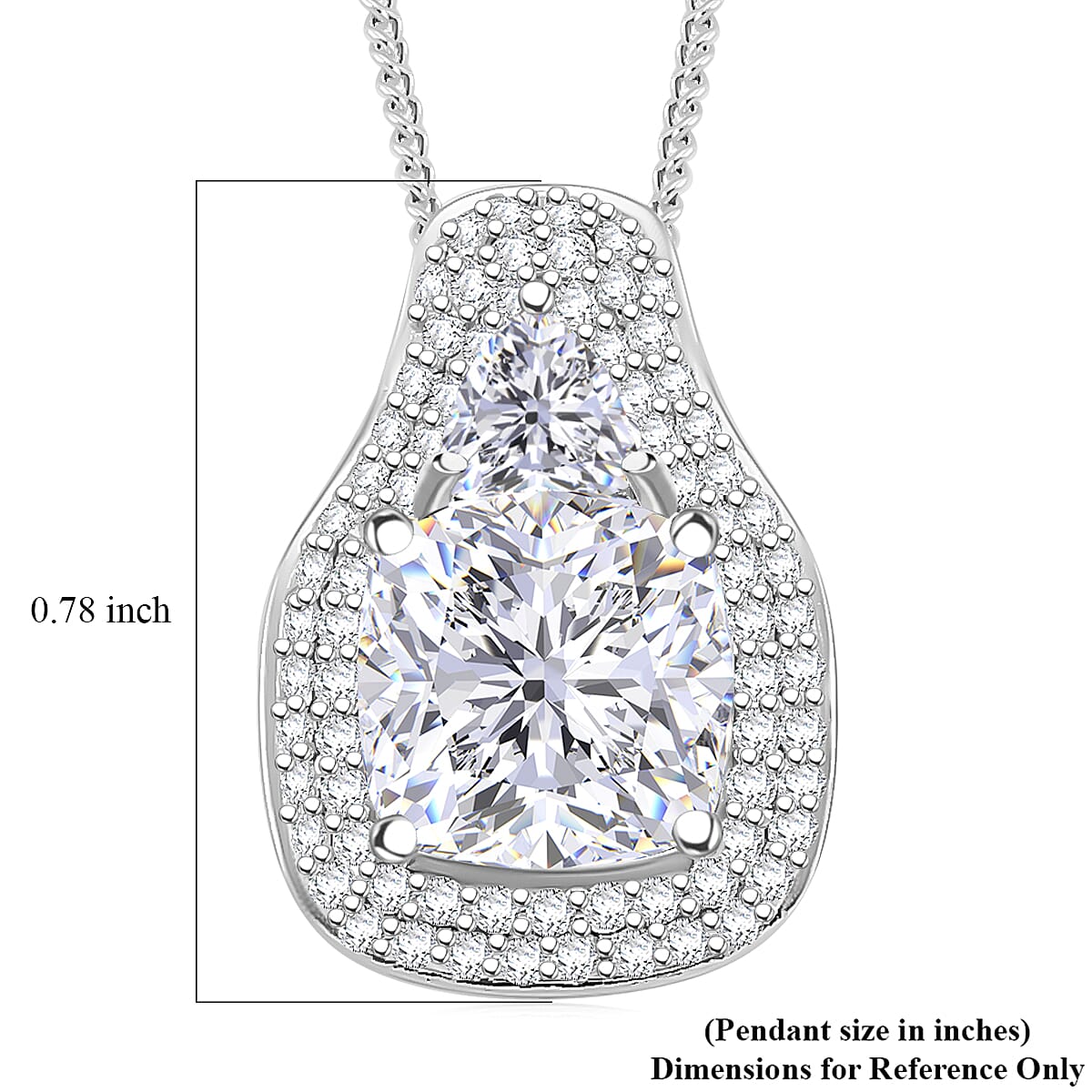D'Joy Moissanite Legacy Sparkle Pendant Necklace in Rhodium Over Sterling Silver 4.40 ctw (18 Inches)