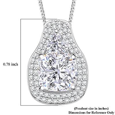D'Joy Moissanite Legacy Sparkle Pendant Necklace in Rhodium Over Sterling Silver 4.40 ctw (18 Inches)