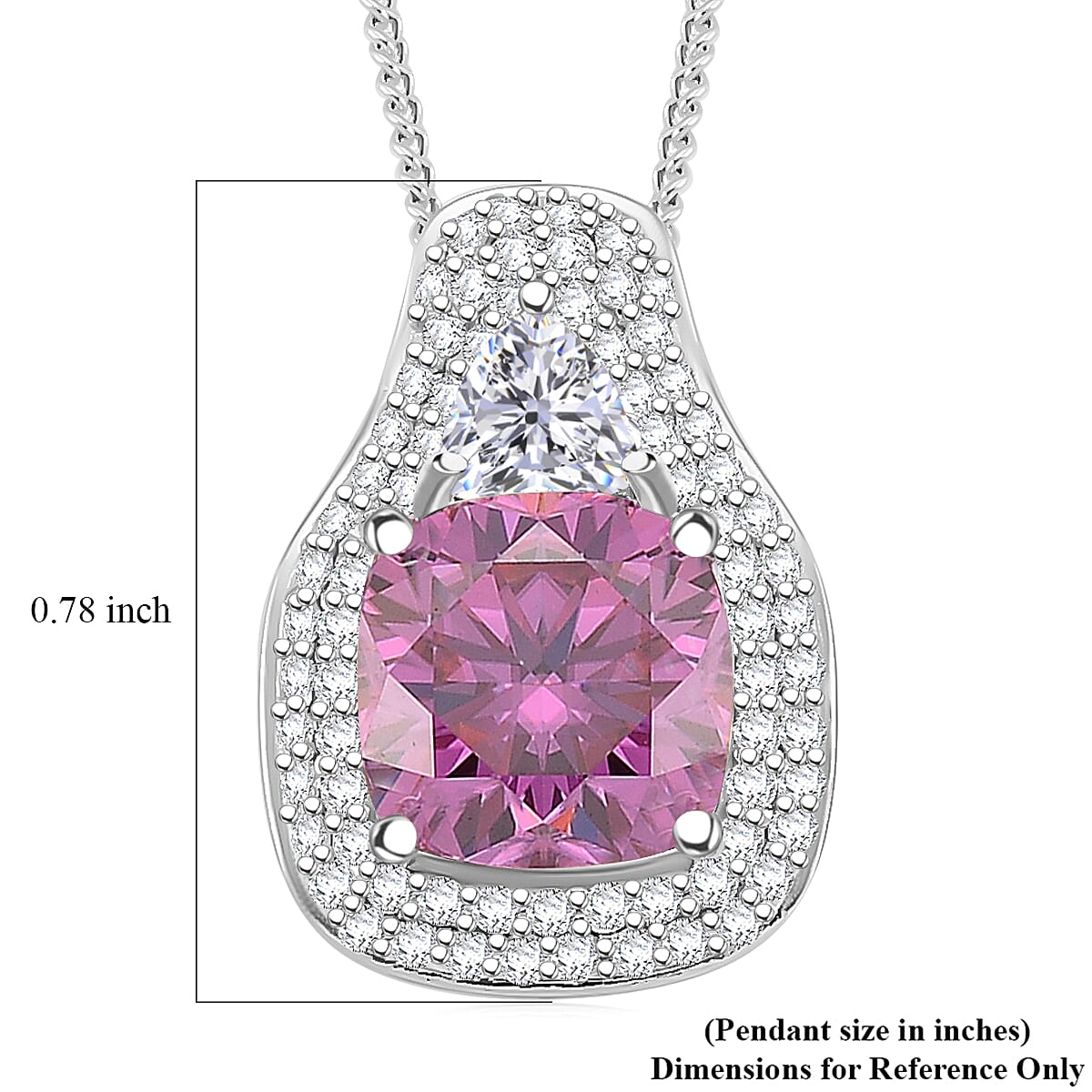D'Joy Pink and White Moissanite Legacy Sparkle Pendant Necklace in Rhodium Over Sterling Silver 4.40 ctw (18 Inches) image number 6