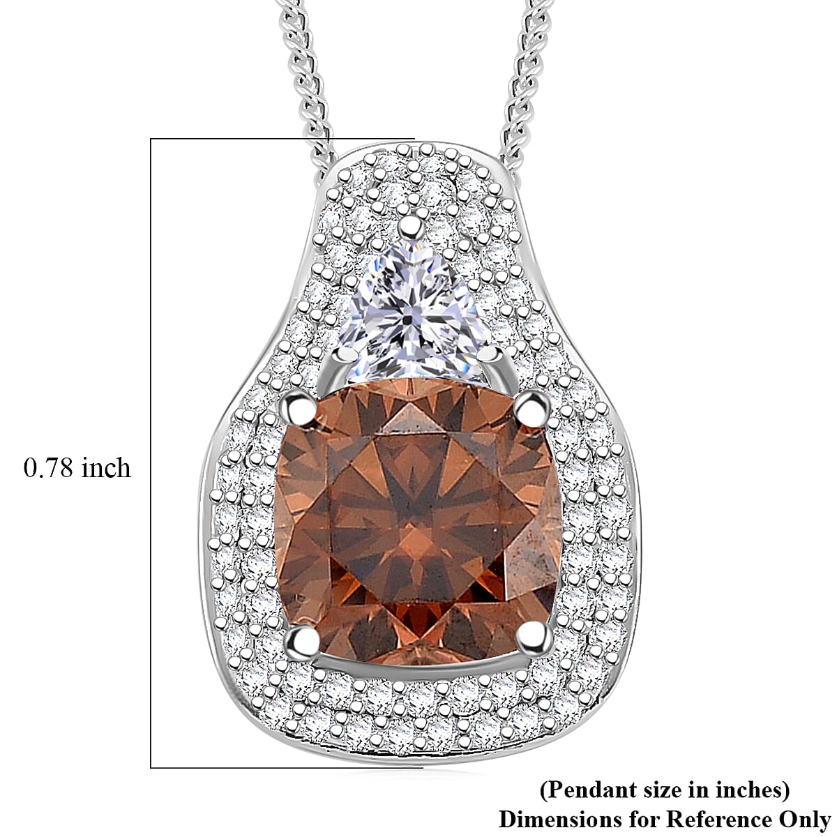 D'Joy Champagne and White Moissanite Legacy Sparkle Pendant Necklace in Rhodium Over Sterling Silver 4.40 ctw (18 Inches) image number 6