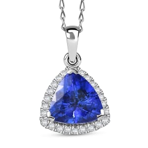 Certified & Appraised Rhapsody AAAA Tanzanite and E-F VS Diamond 3.18 ctw Pendant Necklace in 950 Platinum 20 Inches (Del. in 10-15 Days)