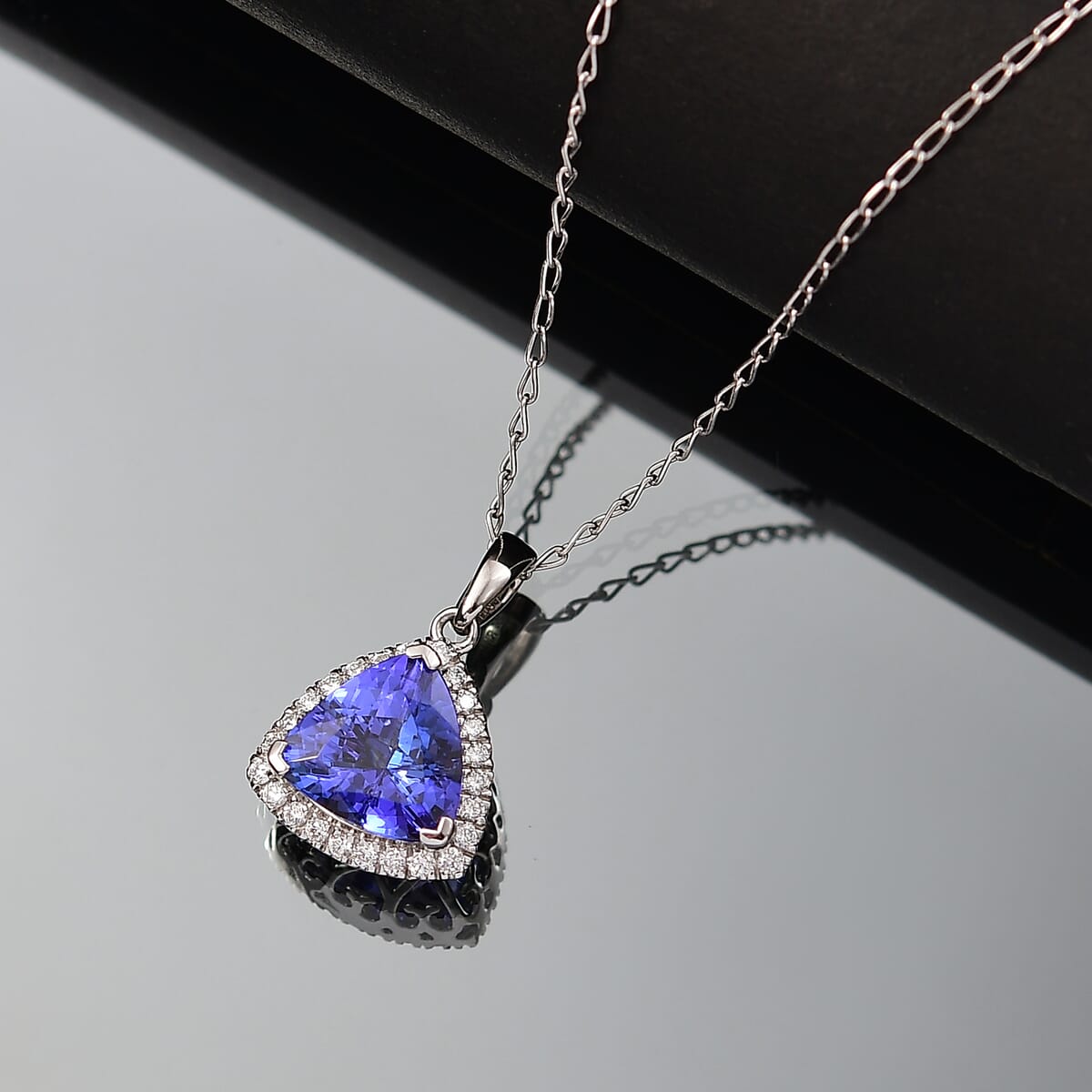 Certified & Appraised Rhapsody AAAA Tanzanite and E-F VS Diamond 3.18 ctw Pendant Necklace in 950 Platinum 20 Inches (Del. in 10-15 Days) image number 1