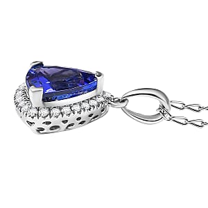 Certified & Appraised Rhapsody AAAA Tanzanite and E-F VS Diamond 3.18 ctw Pendant Necklace in 950 Platinum 20 Inches (Del. in 10-15 Days)