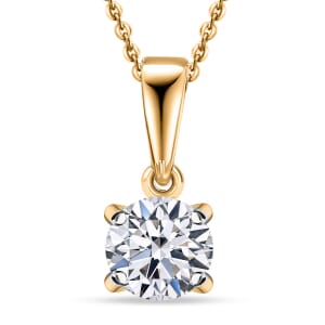 Luxuriant Lab Grown Diamond G-H SI 0.50 ctw Solitaire Pendant Necklace in 18K Vermeil Yellow Gold Over Sterling Silver 20 Inches