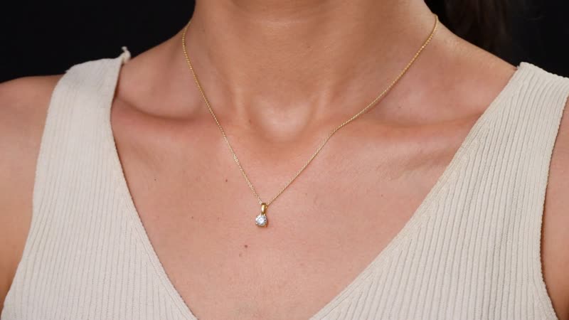 Luxuriant Lab Grown Diamond G-H SI 0.50 ctw Solitaire Pendant Necklace in 18K Vermeil Yellow Gold Over Sterling Silver 20 Inches