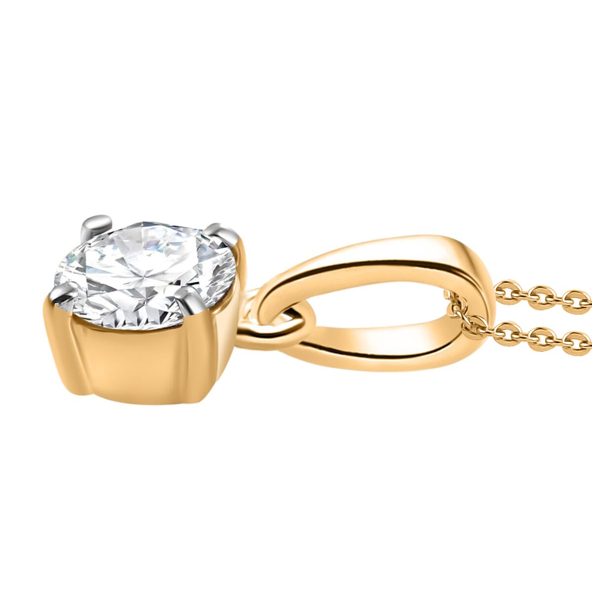 Luxuriant Lab Grown Diamond G-H SI 0.50 ctw Solitaire Pendant Necklace in 18K Vermeil Yellow Gold Over Sterling Silver 20 Inches image number 3