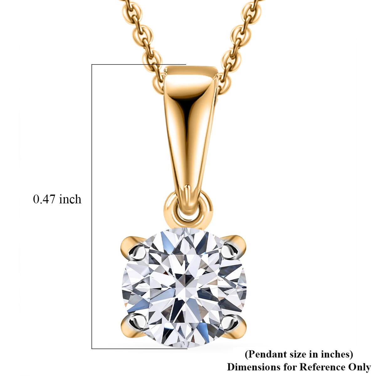 Luxuriant Lab Grown Diamond G-H SI 0.50 ctw Solitaire Pendant Necklace in 18K Vermeil Yellow Gold Over Sterling Silver 20 Inches image number 5