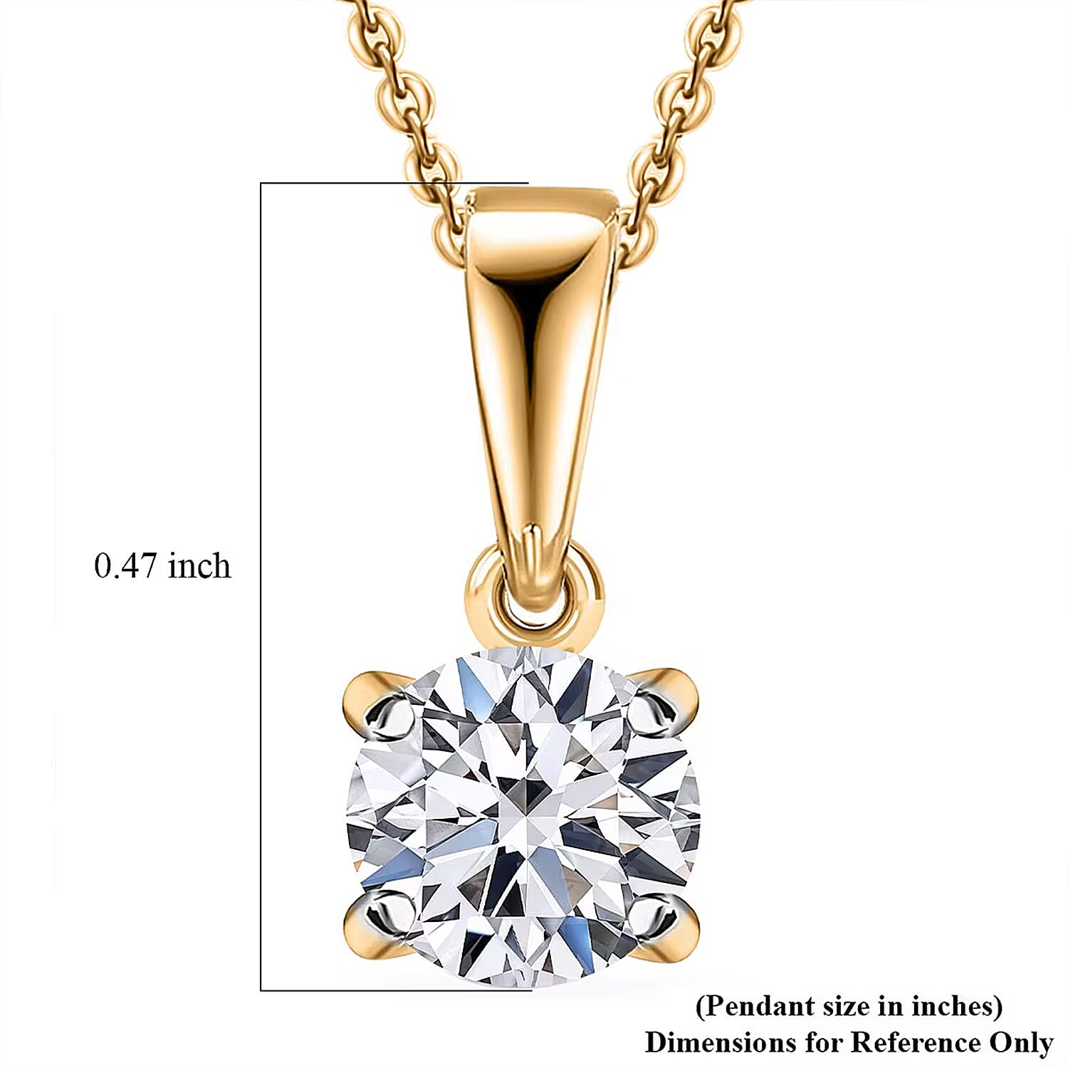 Luxuriant Lab Grown Diamond G-H SI 0.50 ctw Solitaire Pendant Necklace in 18K Vermeil Yellow Gold Over Sterling Silver 20 Inches