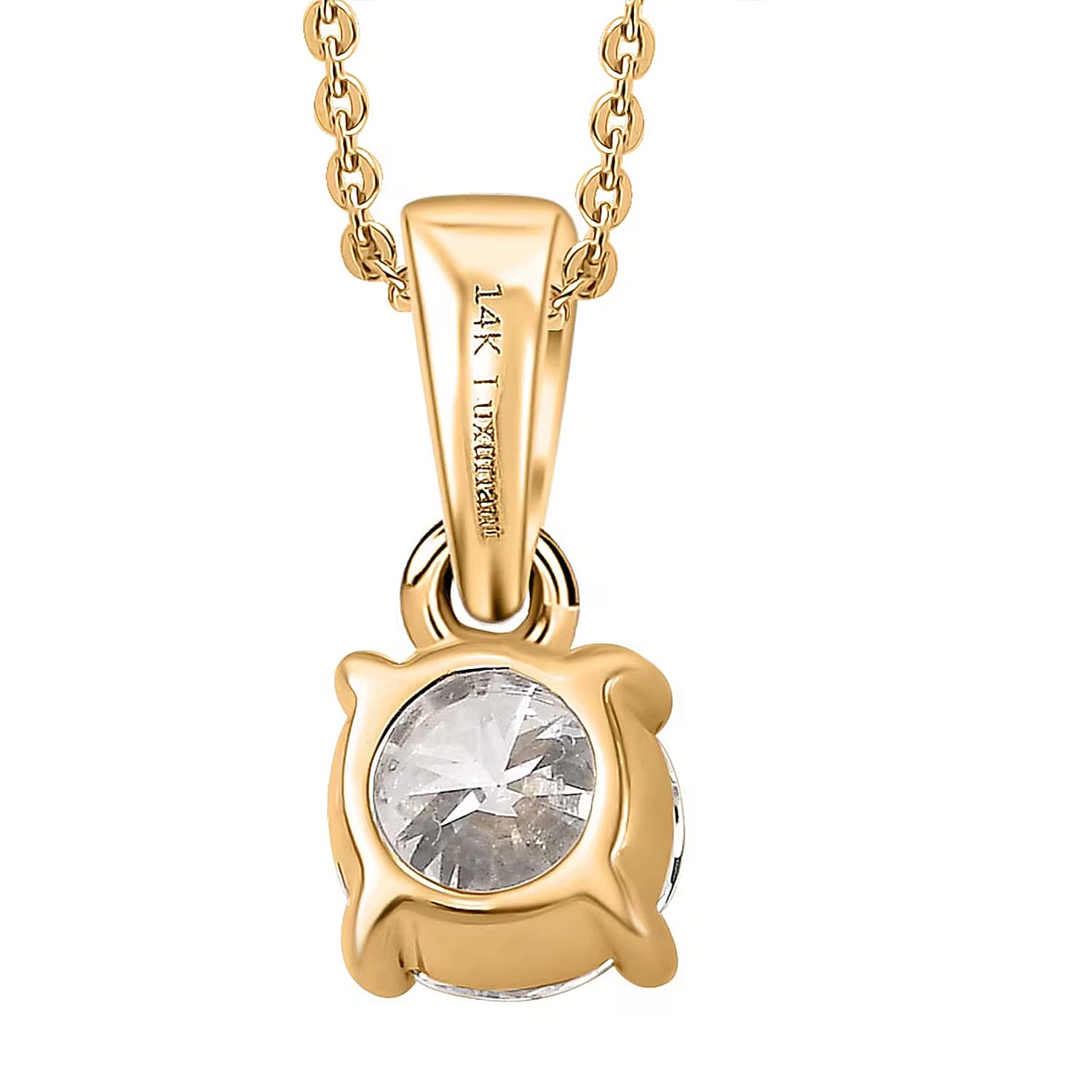 Luxuriant Lab Grown Diamond G-H SI 0.50 ctw Solitaire Pendant Necklace in 18K Vermeil Yellow Gold Over Sterling Silver 20 Inches