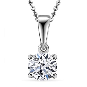 Luxuriant Lab Grown Diamond G-H SI 0.50 ctw Solitaire Pendant Necklace in Rhodium Over Sterling Silver 20 Inches