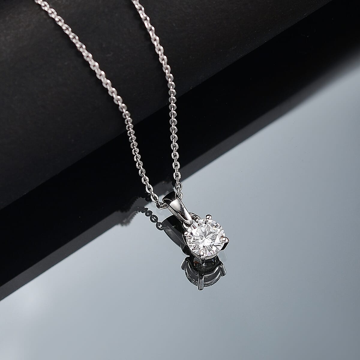 Luxuriant Lab Grown Diamond G-H SI 0.50 ctw Solitaire Pendant Necklace in Rhodium Over Sterling Silver 20 Inches image number 1
