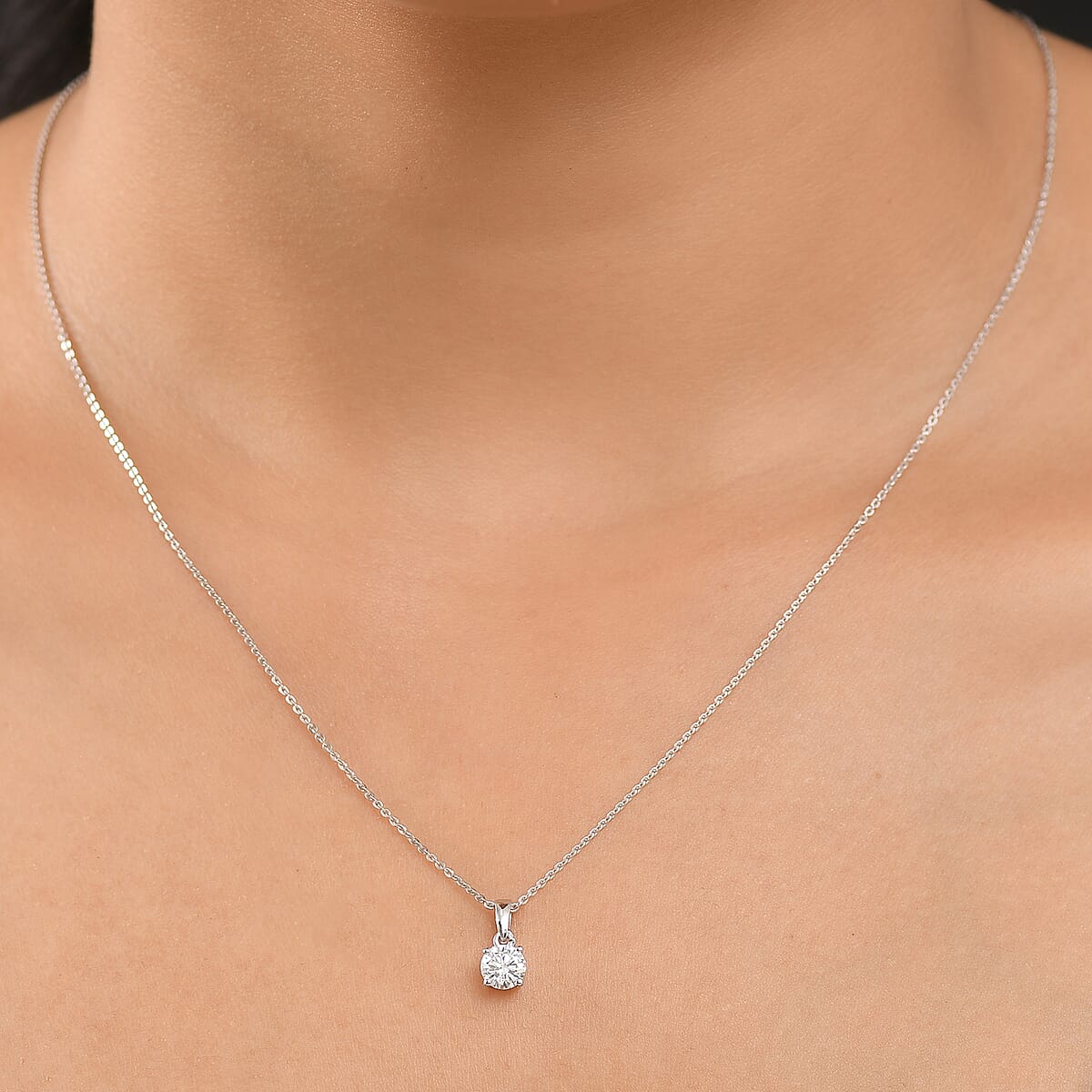 Luxuriant Lab Grown Diamond G-H SI 0.50 ctw Solitaire Pendant Necklace in Rhodium Over Sterling Silver 20 Inches image number 2