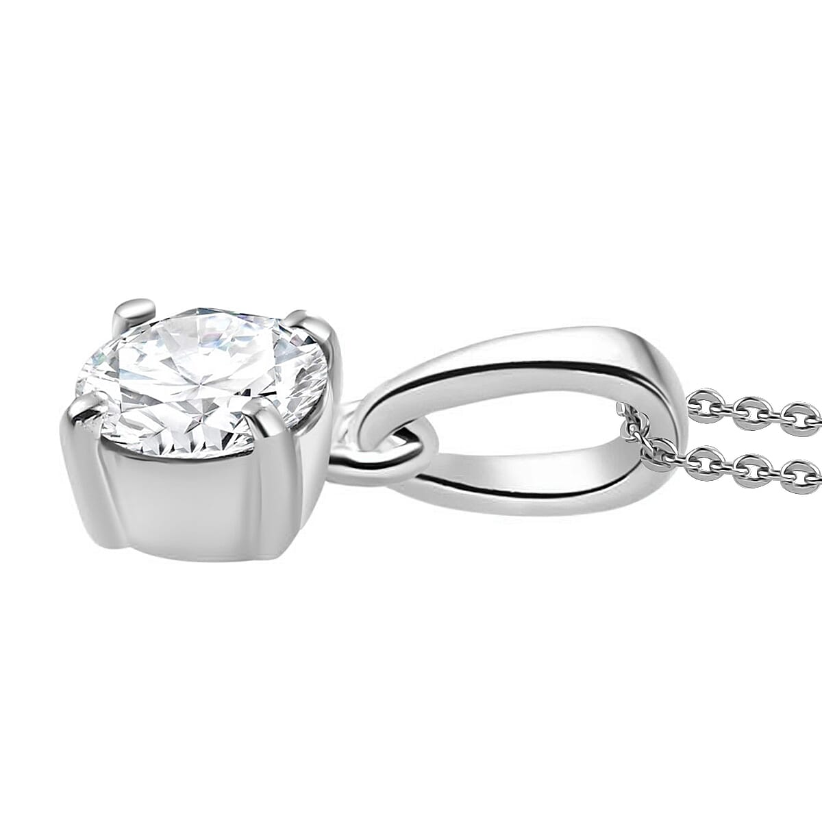 Luxuriant Lab Grown Diamond G-H SI 0.50 ctw Solitaire Pendant Necklace in Rhodium Over Sterling Silver 20 Inches image number 3