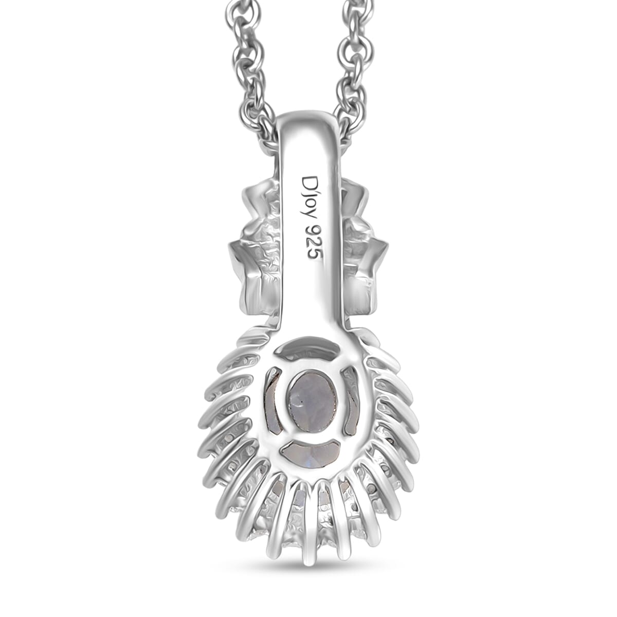 D'Joy Moon Glow Moonstone and White Zircon 1.70 ctw Moonlit Majesty Pendant Necklace 20 Inches in Platinum Over Sterling Silver image number 4