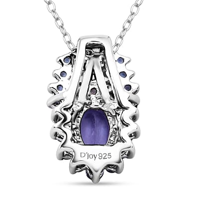 D'Joy Tanzanite and Multi Gemstone 1.40 ctw Pendant Necklace in Rhodium Over Sterling Silver (20 Inches)