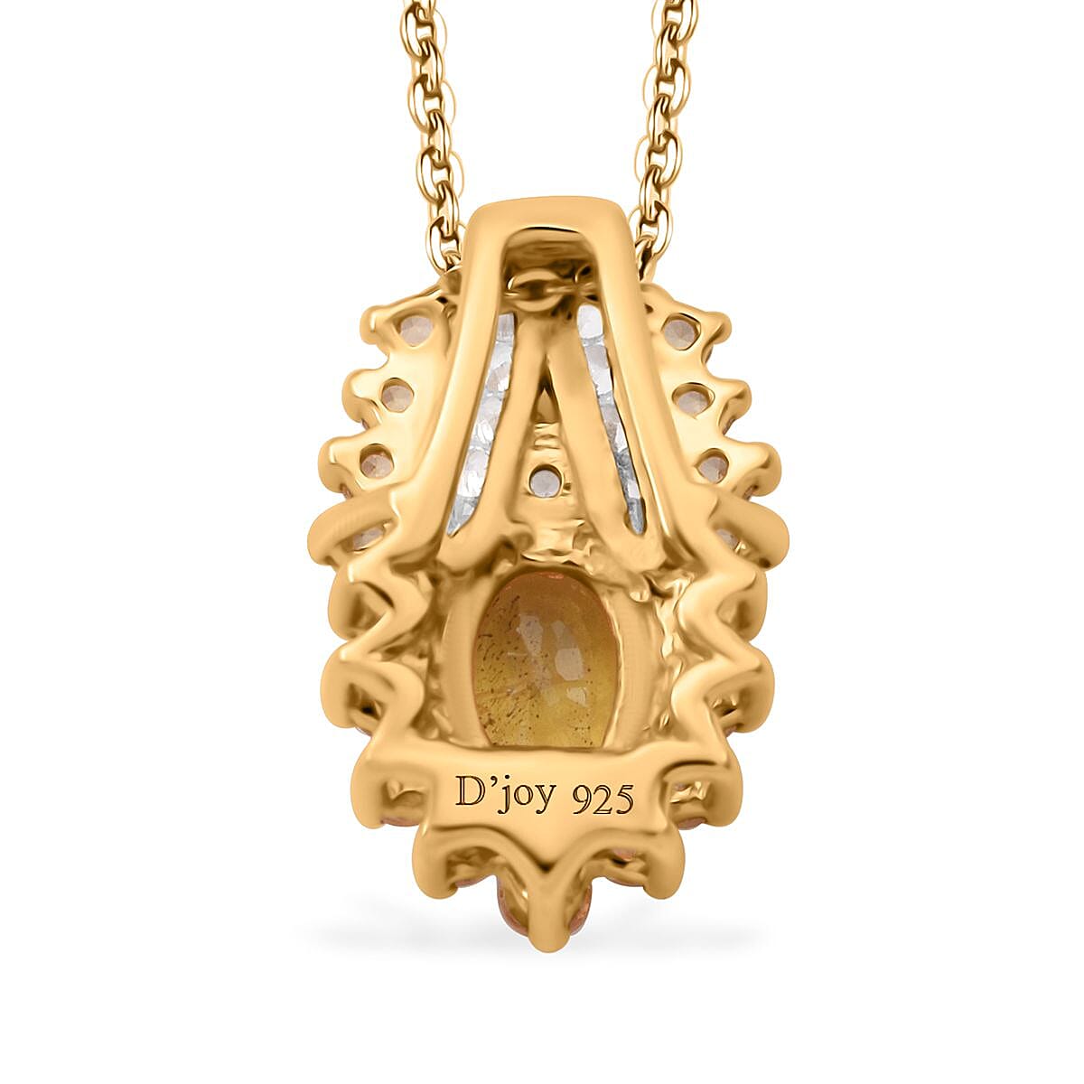 D'Joy Madagascar Yellow Sapphire and White Zircon 1.50 ctw Pendant Necklace in Vermeil Yellow Gold Over Sterling Silver (20 Inches)