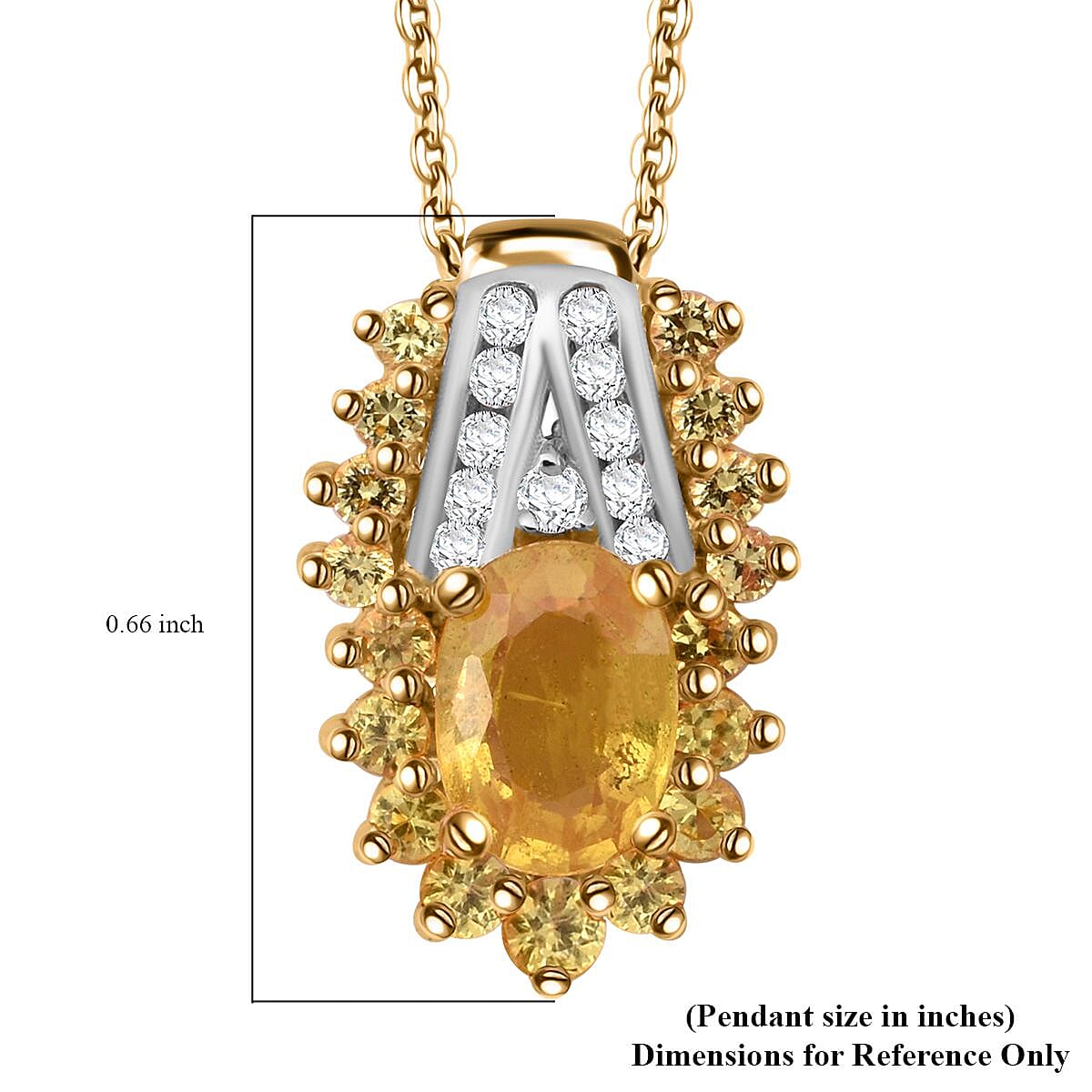 D'Joy Madagascar Yellow Sapphire and White Zircon 1.50 ctw Pendant Necklace in Vermeil Yellow Gold Over Sterling Silver (20 Inches)