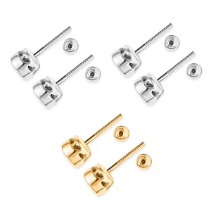 Poke Free Set of 3 Moissanite Stud Earrings in Vermeil YG and Rhodium Over Sterling Silver 1.50 ctw (Del. In 10-12 Days)