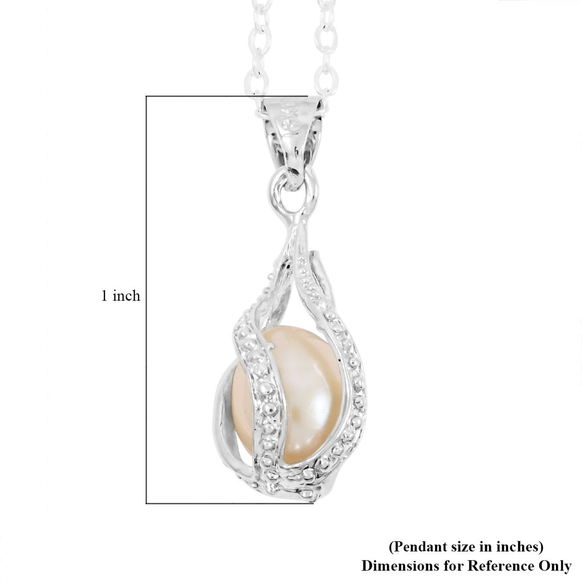2 Piece Set - Freshwater Pearl Earrings and Pendant Necklace 18 Inches in Silvertone image number 5