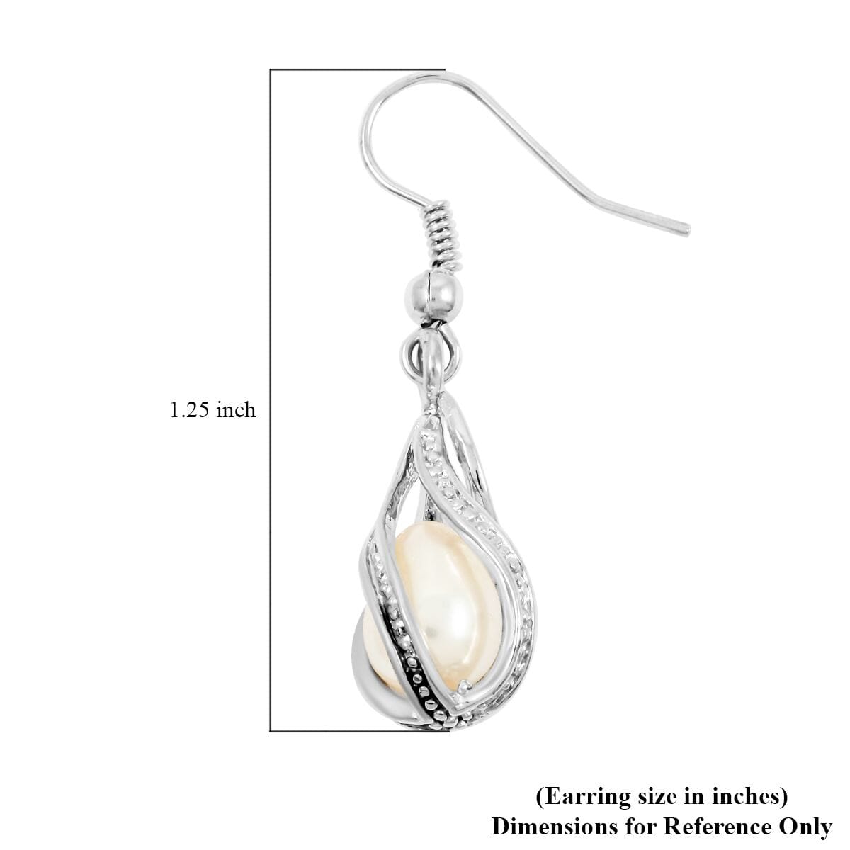 2 Piece Set - Freshwater Pearl Earrings and Pendant Necklace 18 Inches in Silvertone image number 7